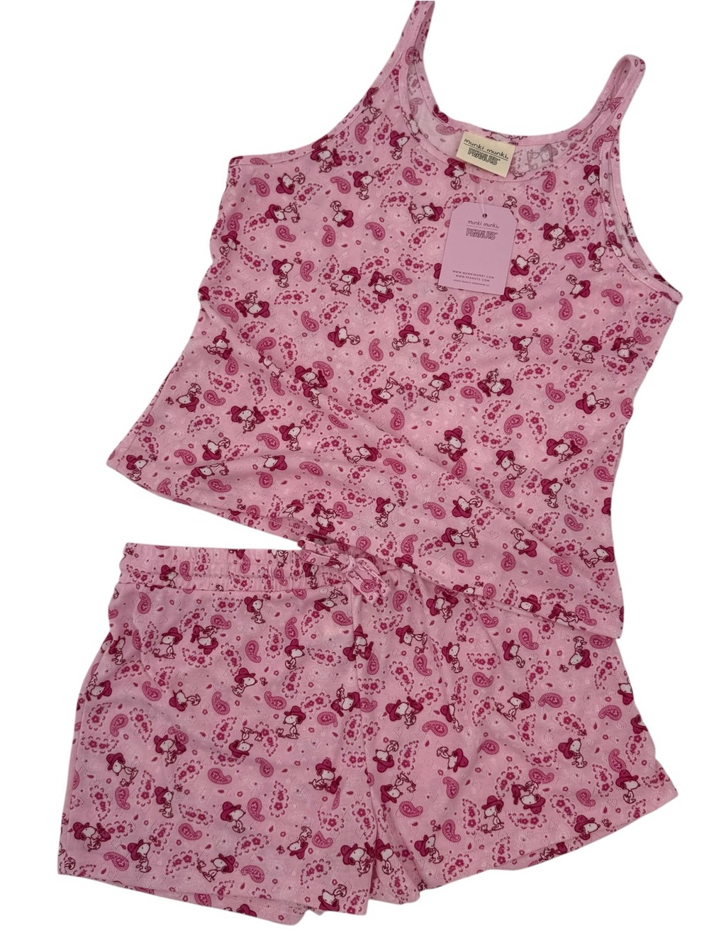 Munki Munki Women’s Size XL Peanuts Snoopy Cowboy Paisley Pink Pajama Set NWT